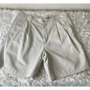 Calvin Klein Beige Sand Pleat Front Khaki Shorts Sz 36 100% Cotton